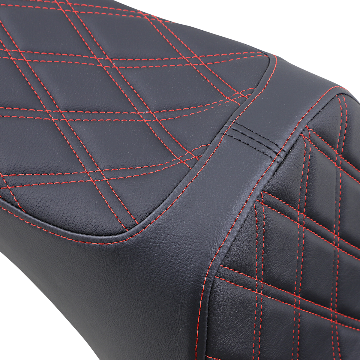 Predator III 2-Up Seat - Vinyl - Double Diamond - Red Stitching - Softail '06-'17