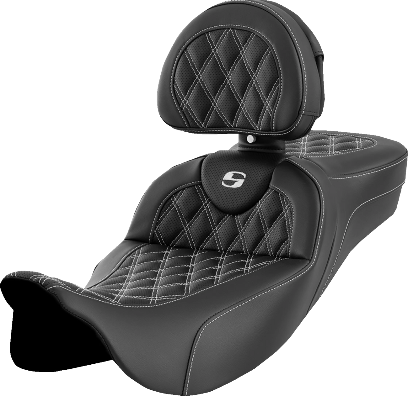 Roadsofa™ Extended Reach Seat - Lattice Stitch - White Stitch - With Backrest - FL '08-'24