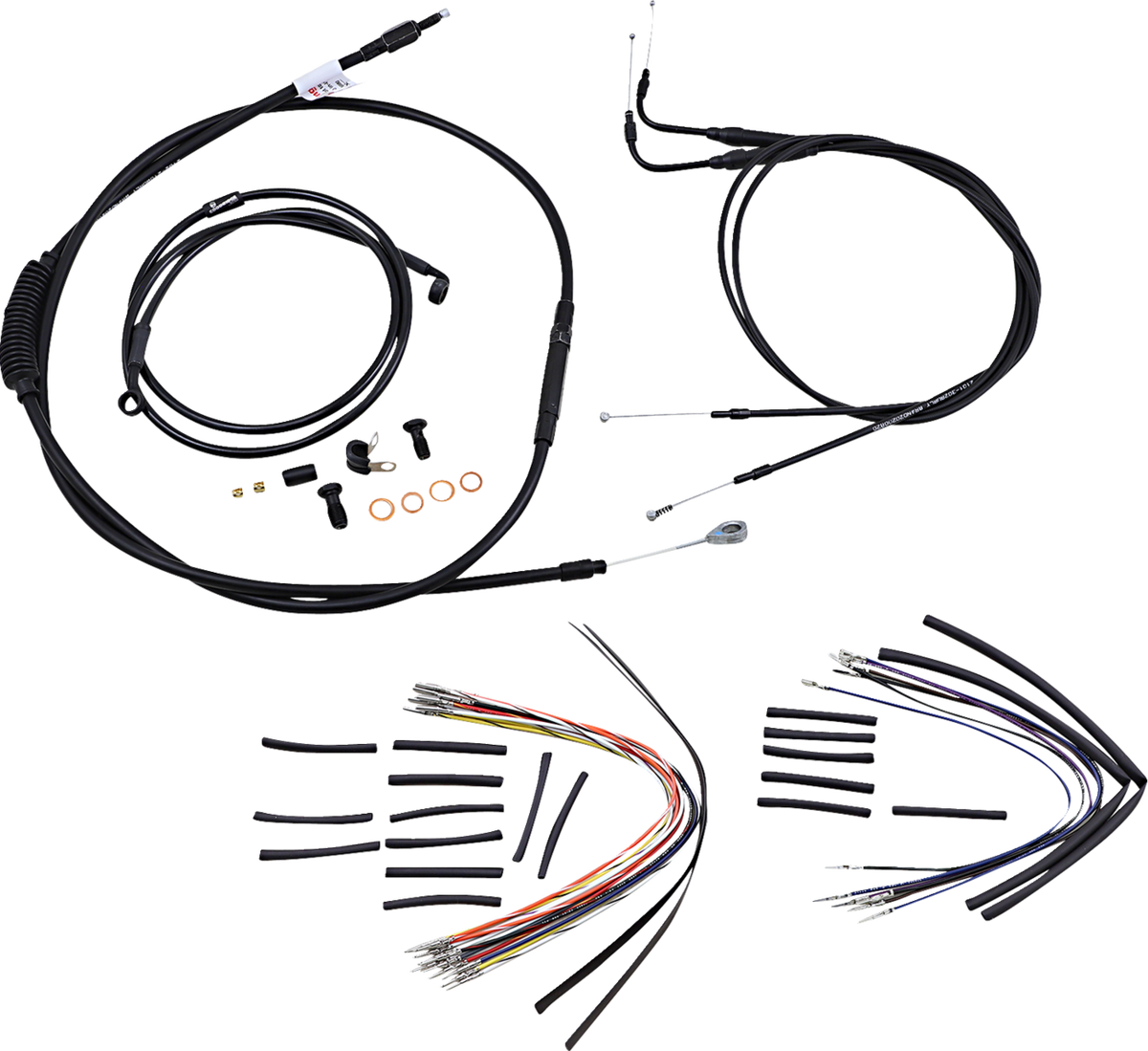 Complete Black Vinyl Handlebar Cable/Line Kit For Ape Hangers - 18" - '00-'06 FLST