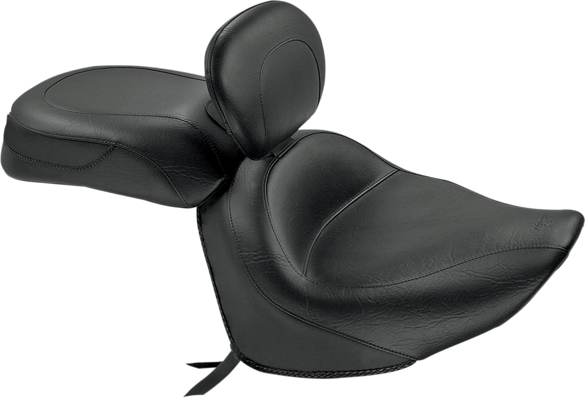 Seat - Vintage - Wide - Touring - With Driver Backrest - Two-Piece - Smooth - Black - Raider