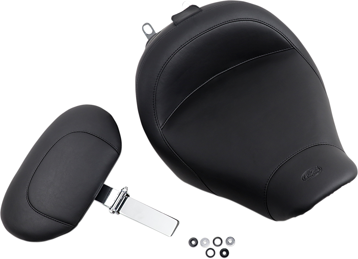 Wide Solo Seat - With Backrest - Vintage - Black - Smooth - Road King '97-'07