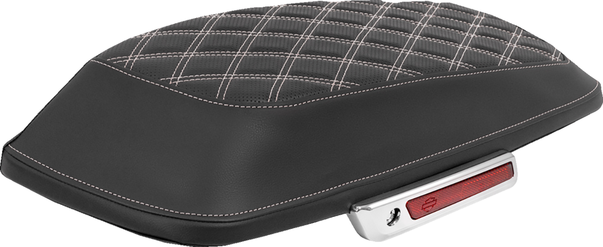 Saddlebag Lid Covers - Lattice - White Stitch - FLH/FLT '14-'25