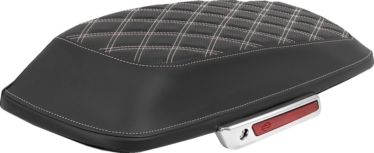 Saddlebag Lid Covers - Lattice - White Stitch - FLH/FLT '14-'25