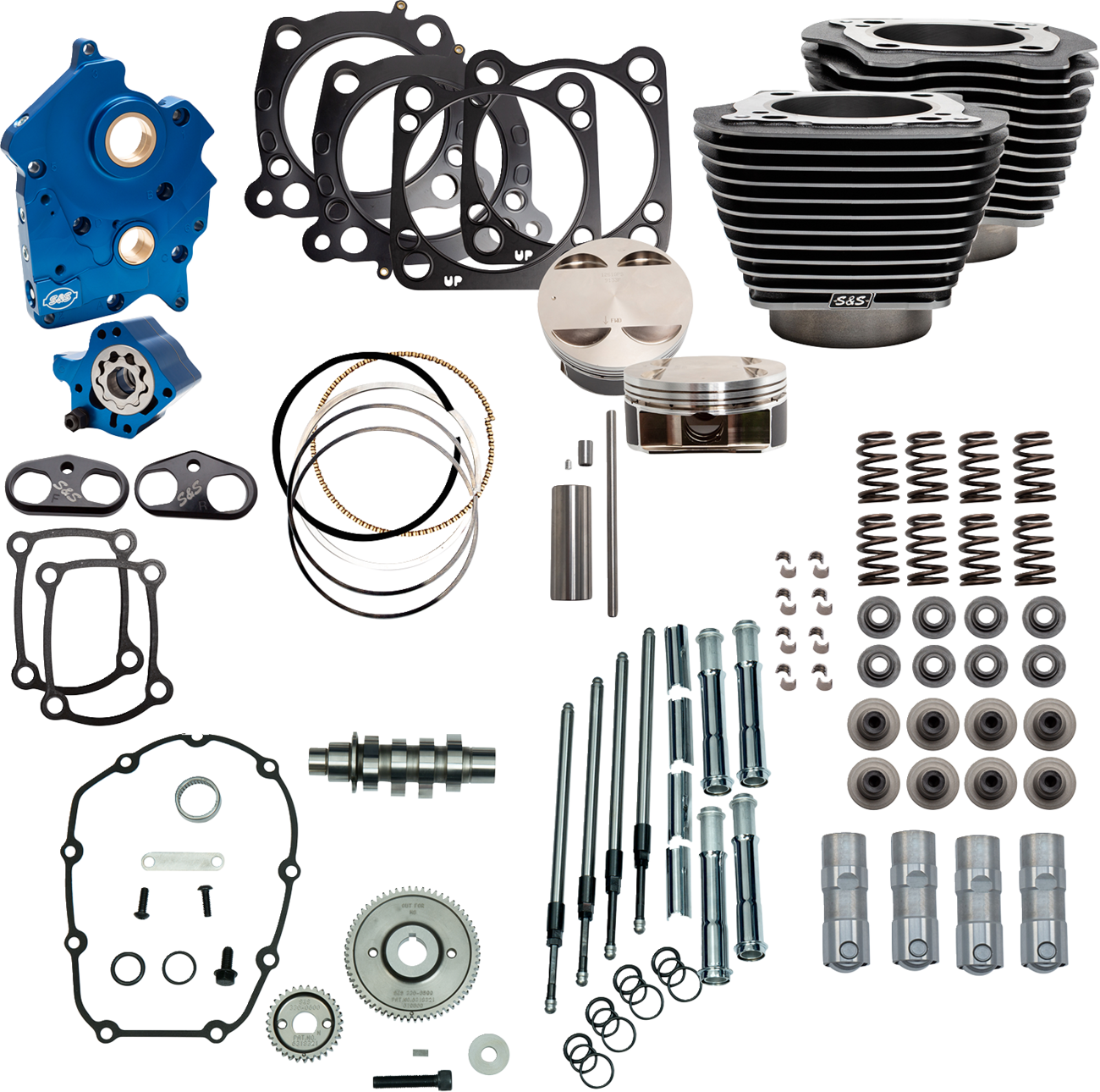 Power Pack - Oil Cooled - 550G - Black Granite W/Highlight - Chrome Pushrod Tubes - M8