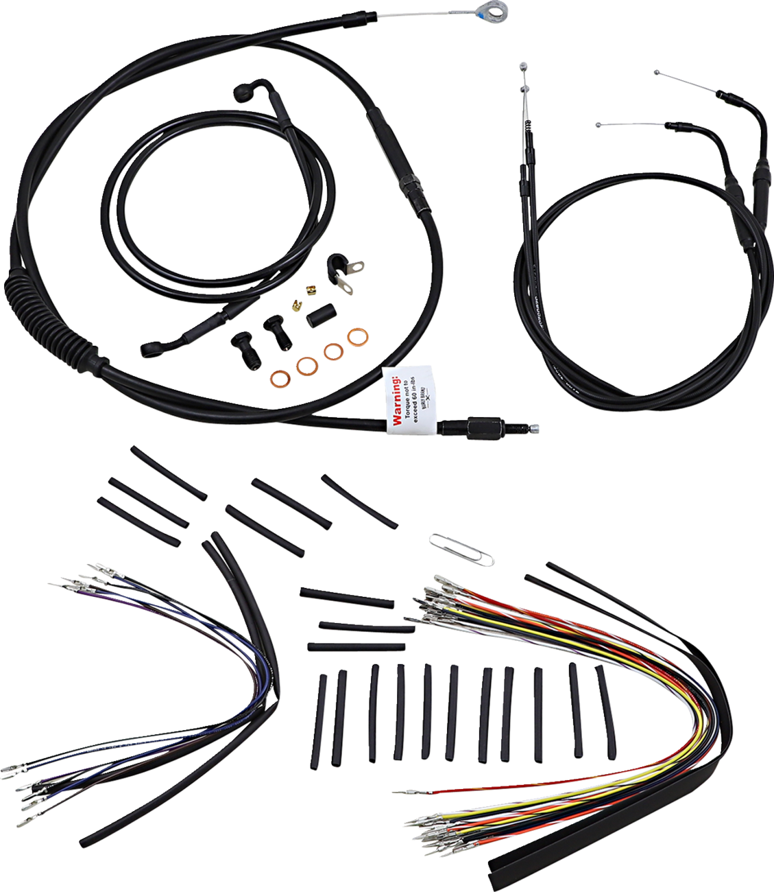 Complete Black Vinyl Handlebar Cable/Line Kit For Ape Hangers - 14" - '07-'10 FLST