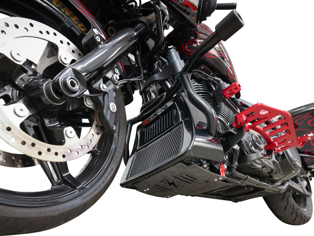 Skid Plate - Carbon Fiber/Forged - With Red Brackets - FLHX/FLTRX