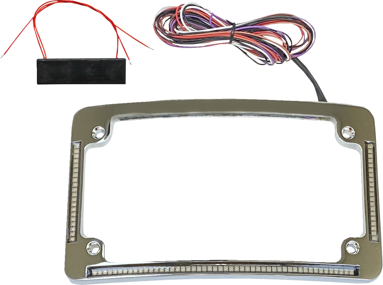 Radius License Plate Frame With Auxiliary Red LEDs And Tag Illumination