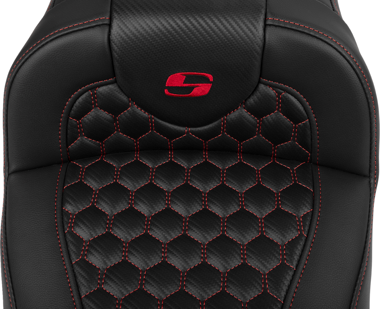 Roadsofa™ Extended Reach Seat - With Backrest - Honeycomb - Red Stitch - FLTR/FLHX '23-'24