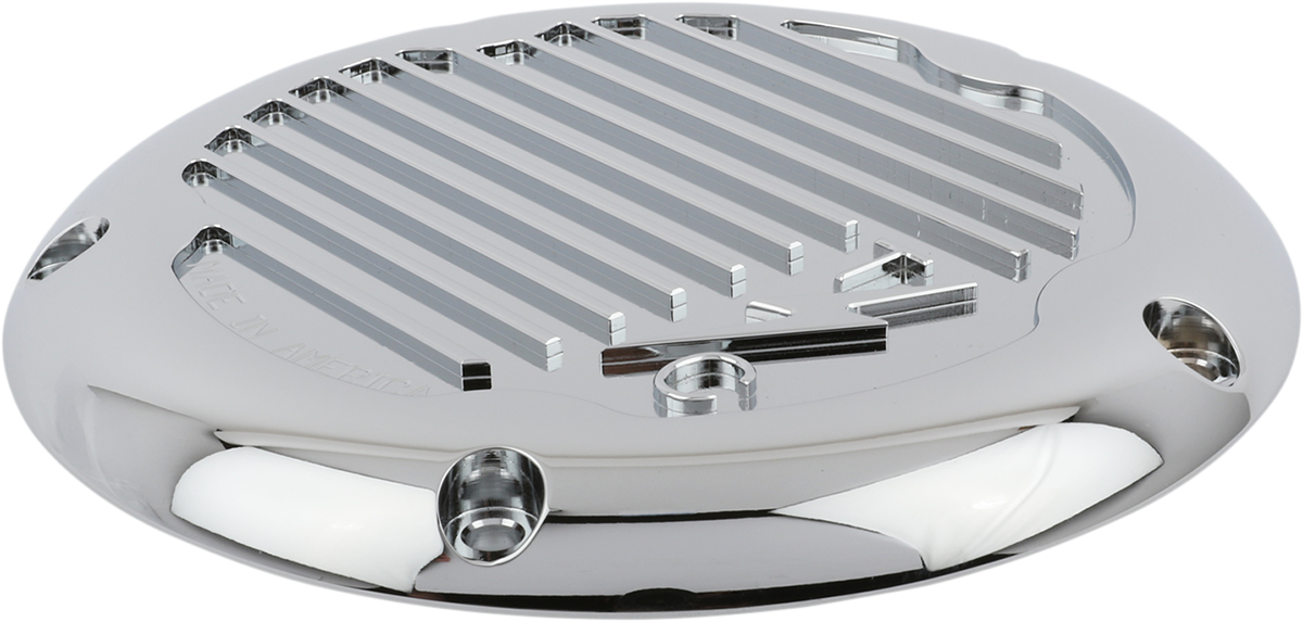 Derby Cover Without Gasket - Finned - Chrome - 5 Hole