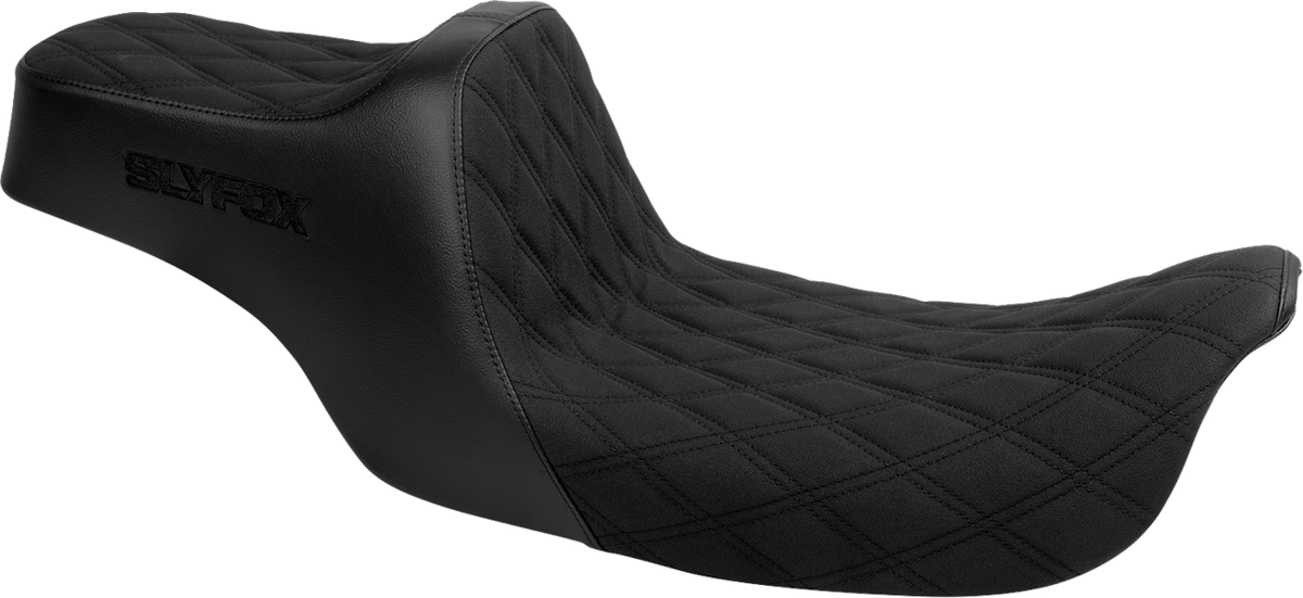 High Noon Seat - Double Diamond - Black Logo - Black Stitch - FLH/FLT '97-'07