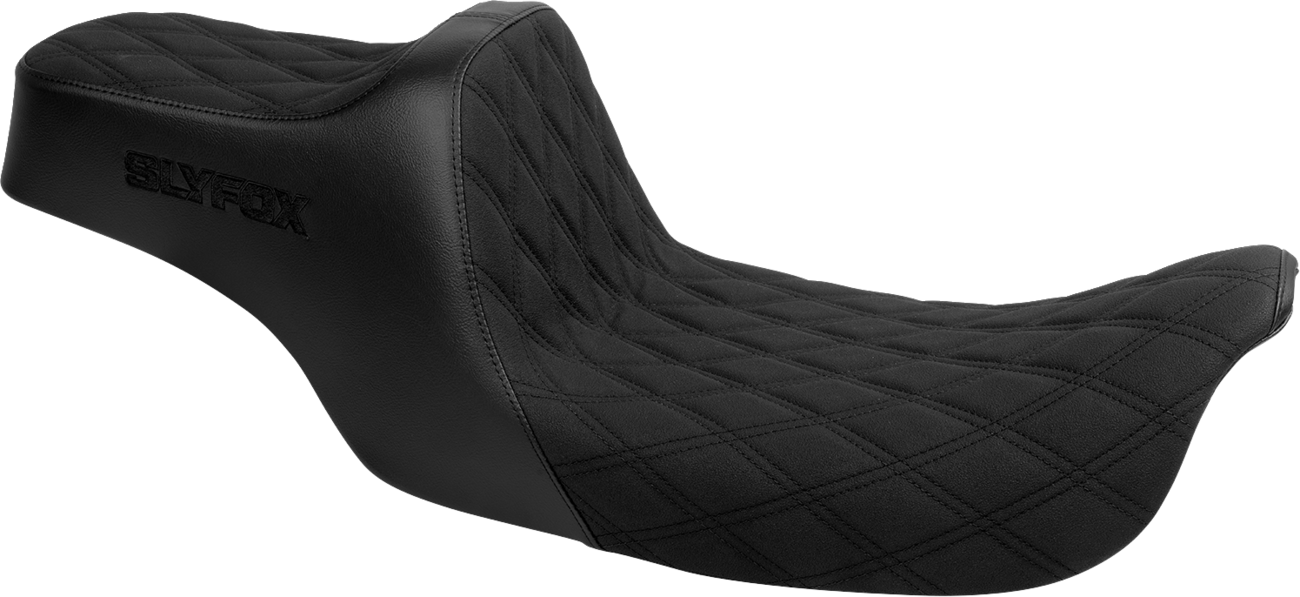 High Noon Seat - Double Diamond - Black Logo - Black Stitch - FLH/FLT '97-'07