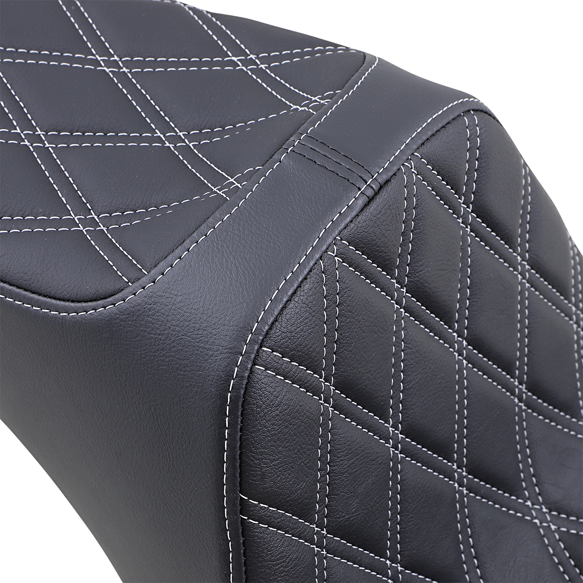 Predator III 2-Up Seat - Vinyl - Double Diamond - Silver Stitching - Softail '06-'17