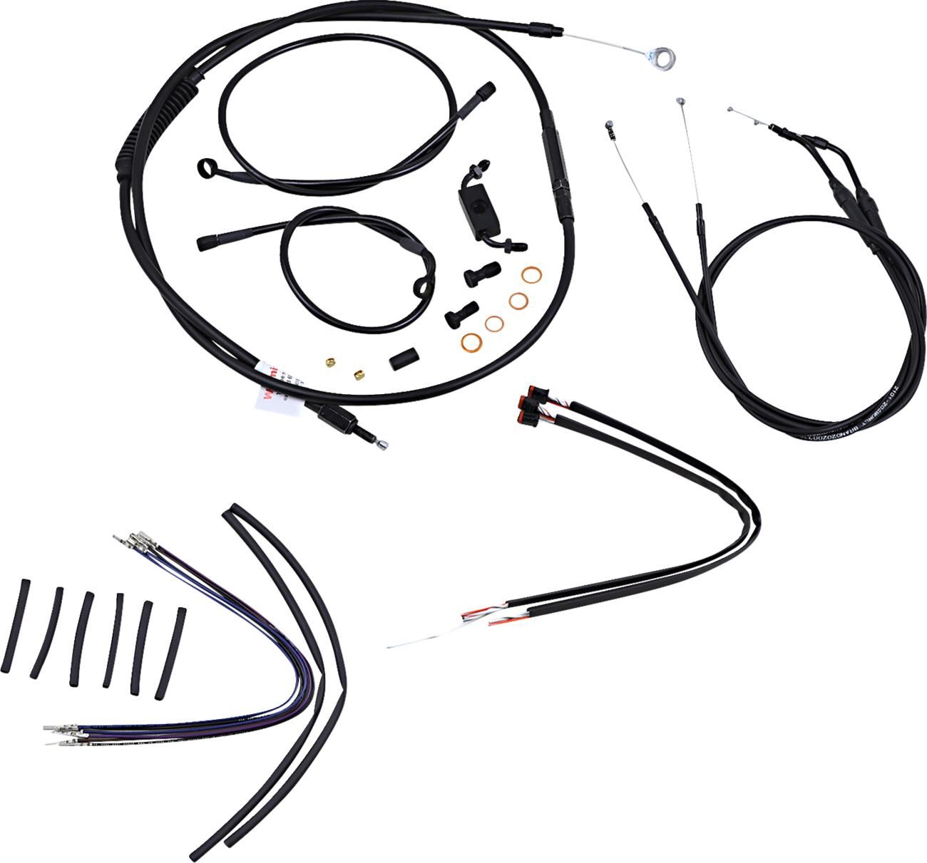 Complete Black Vinyl Handlebar Cable/Line Kit For Ape Hangers - 12" - ABS - '12-'17 Dyna