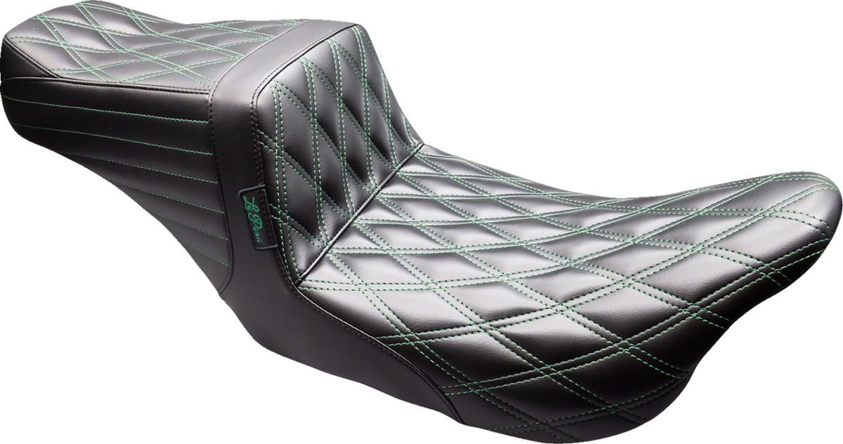 Tailwhip Seat - Black - Double Diamond - Green Stitch - FLT/FLH '08-'23