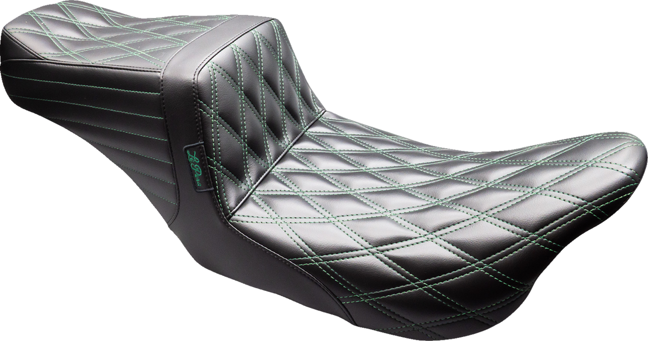 Tailwhip Seat - Black - Double Diamond - Green Stitch - FLT/FLH '08-'23