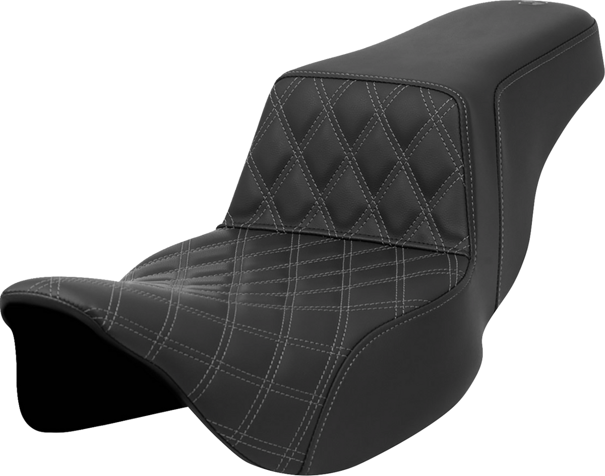 Step-Up Seat - Front Lattice Stitch - Gray Stitch - Extended Reach - FLH/FLT '08-'23