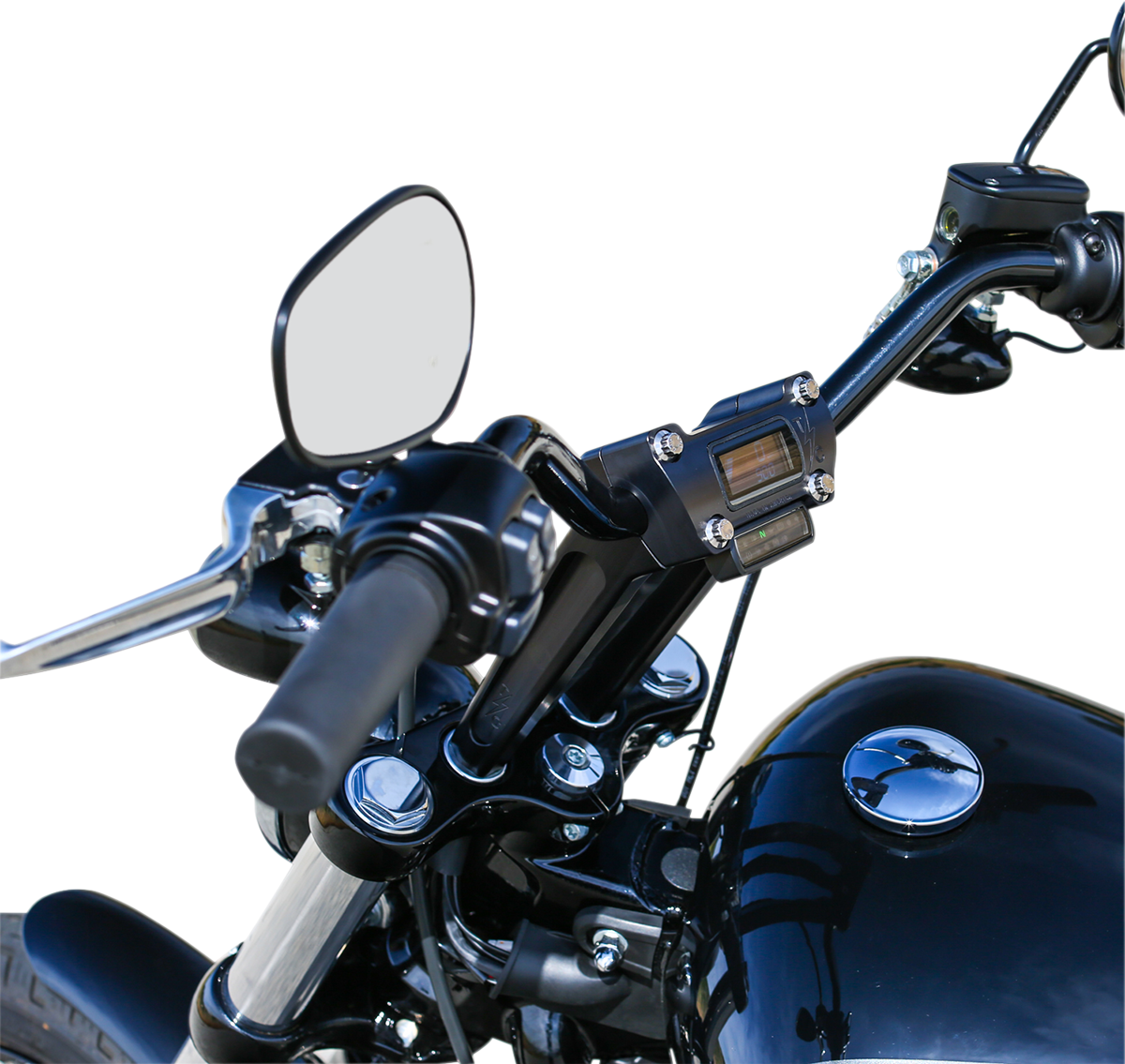 Handlebar Risers - Straight - 8" - Gauge Cutout - Black