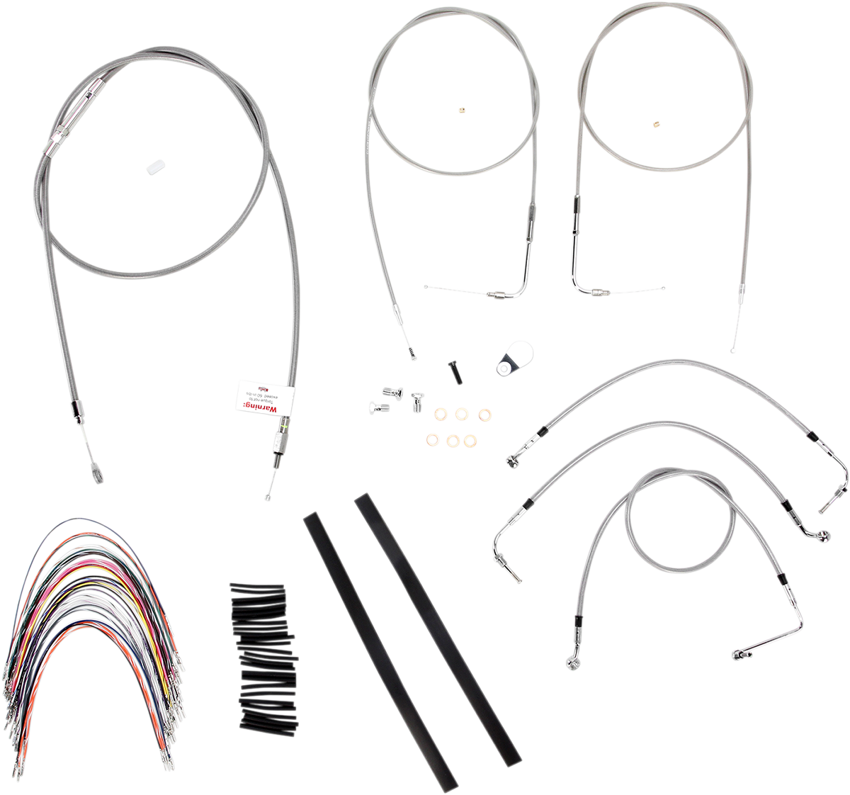 Complete Stainless Braided Handlebar Cable/Brake Line Kit - 16" Ape Hangers - '07 Touring