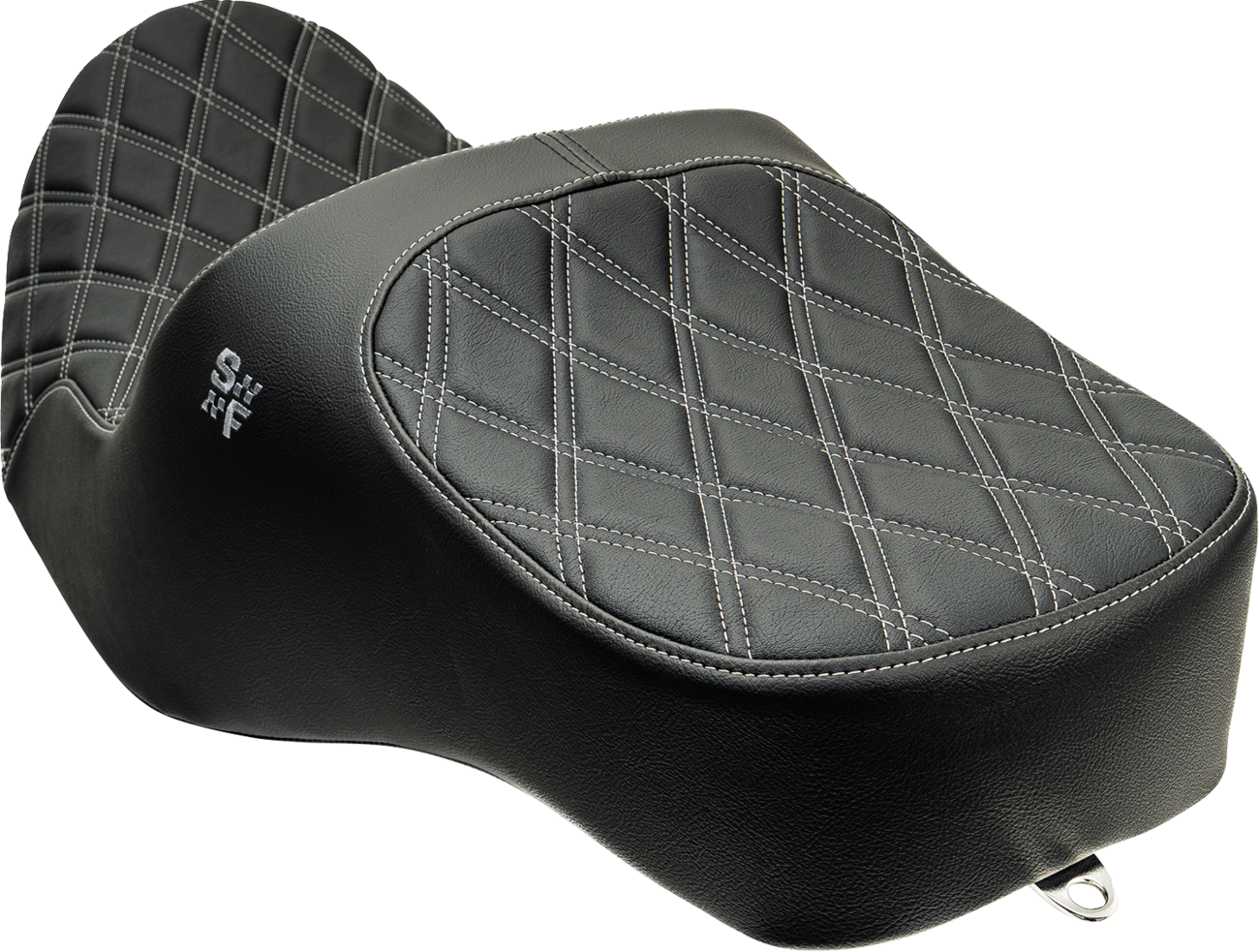 Chariot Seat - Silver Double Diamond Stitch - Silver Logo - FLH/FLT '09-'23.5