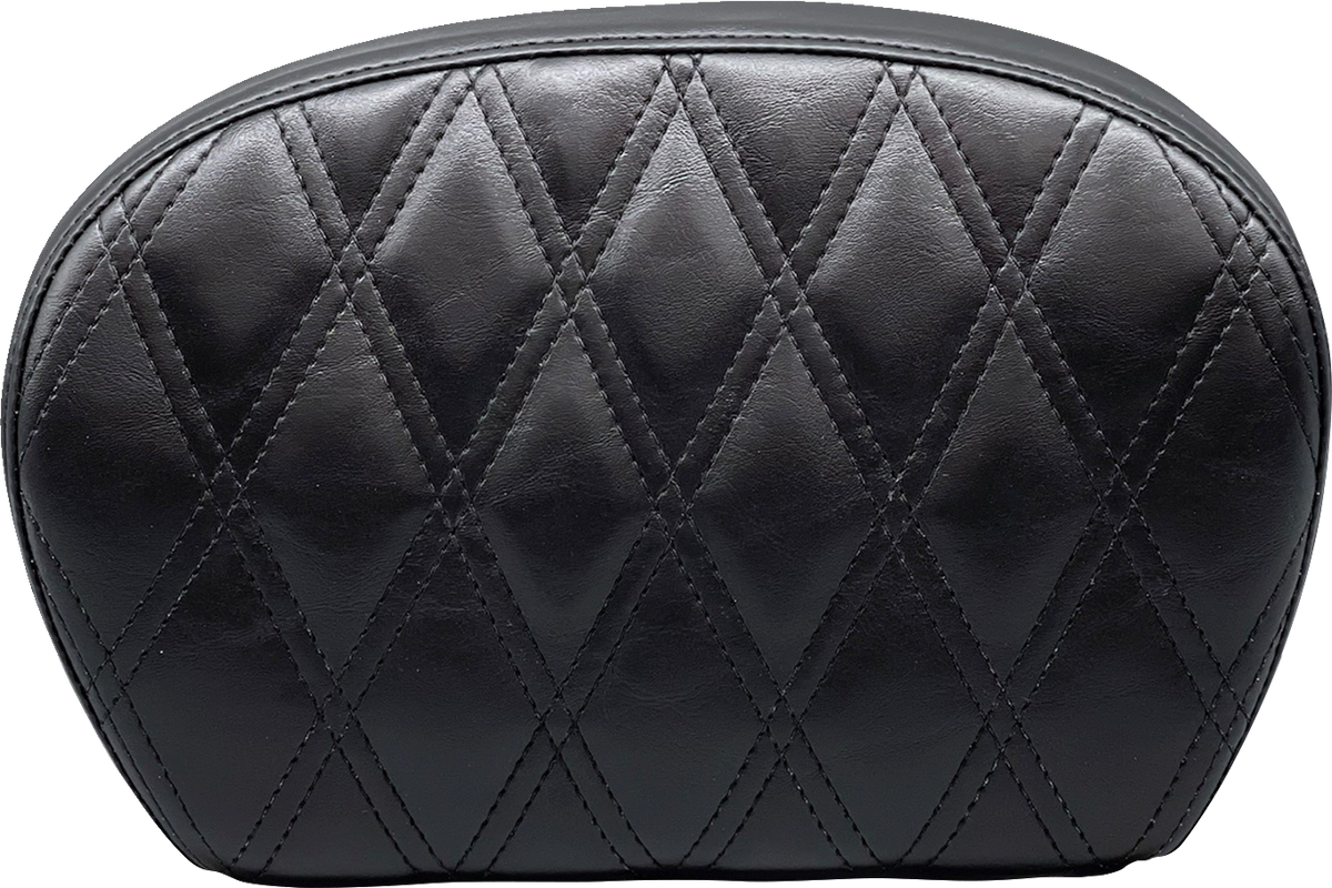 Sissy Bar Pad - Large - Vinyl - Double Diamond - Shiny Black