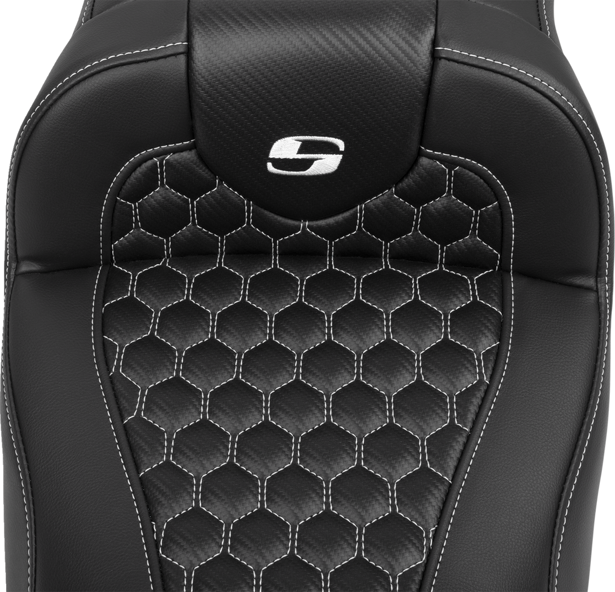 Roadsofa™ Extended Reach Seat - With Backrest - Honeycomb - White Stitch - FLTR/FLHX '23-'24
