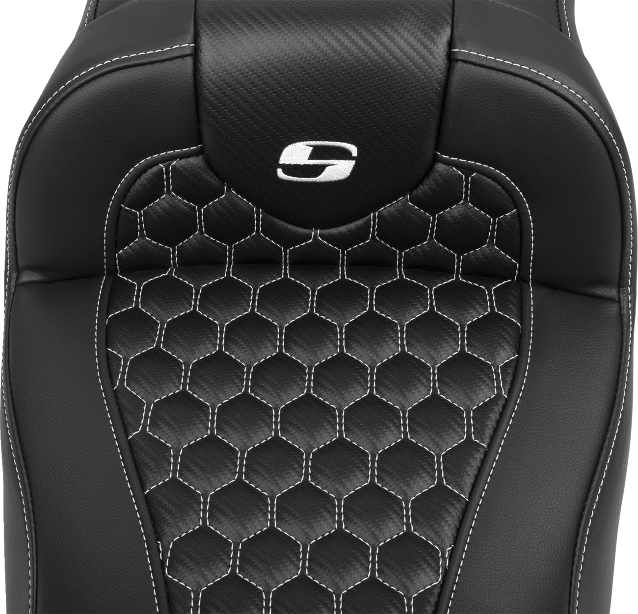 Roadsofa™ Extended Reach Seat - With Backrest - Honeycomb - White Stitch - FLTR/FLHX '23-'24