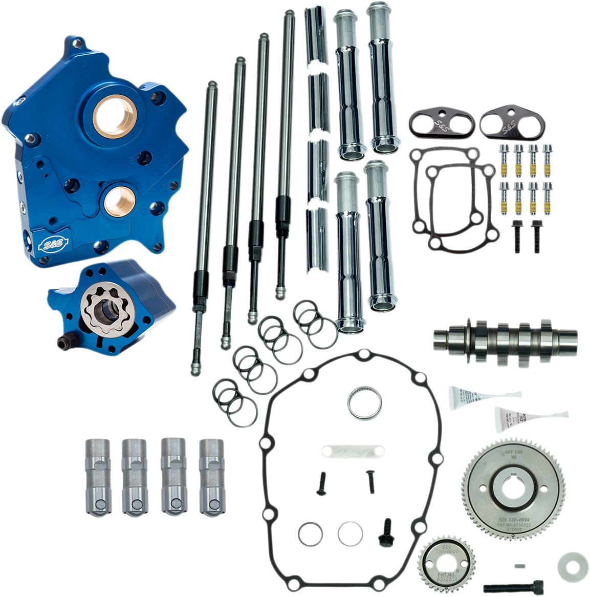 Cam Chest Kit - Water Cooled - Gear Drive - 465 Cam - Chrome Pushrod Tubes - M8