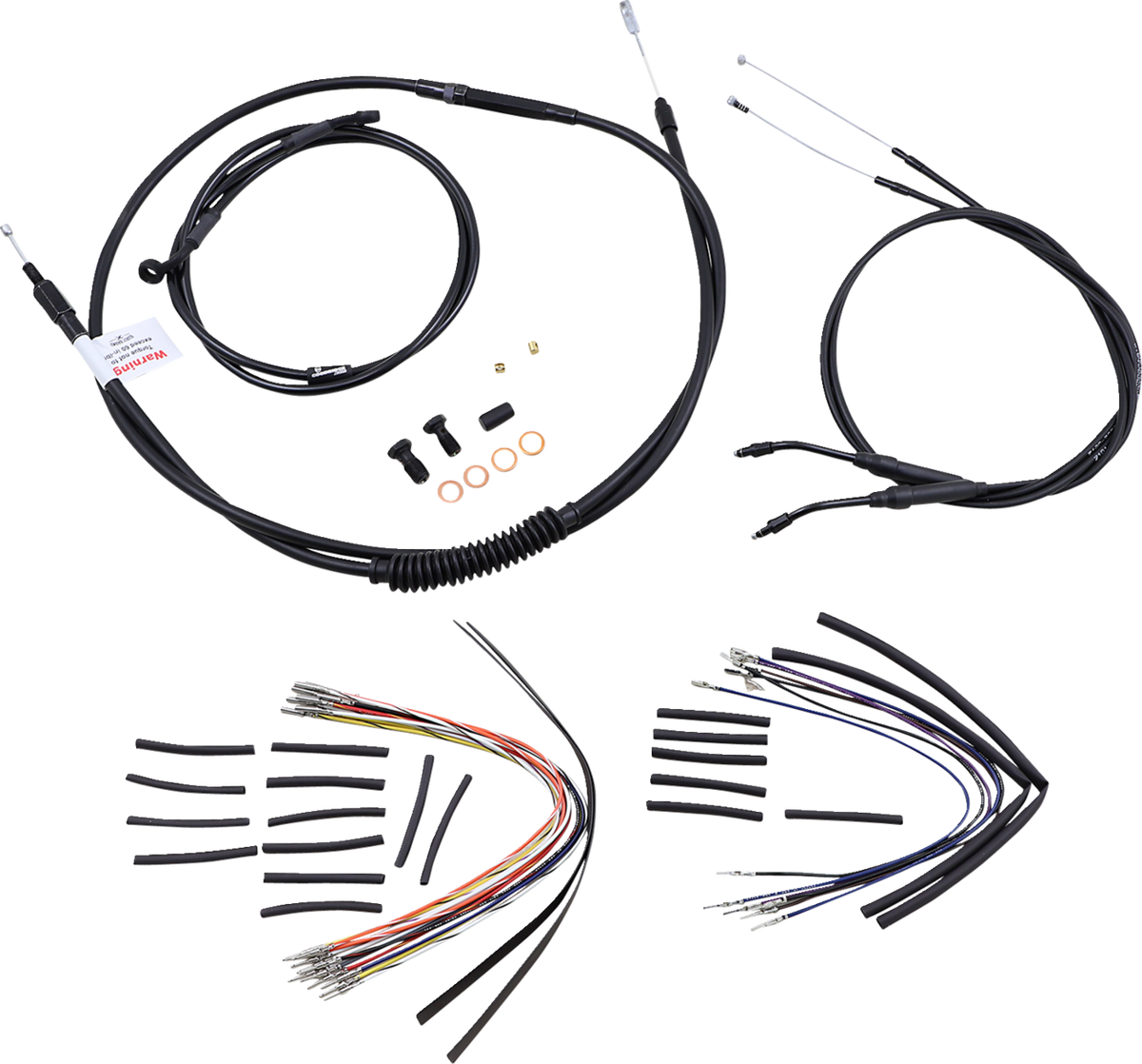 Complete Black Vinyl Handlebar Cable/Line Kit For Ape Hangers - 14" - '06 FXD
