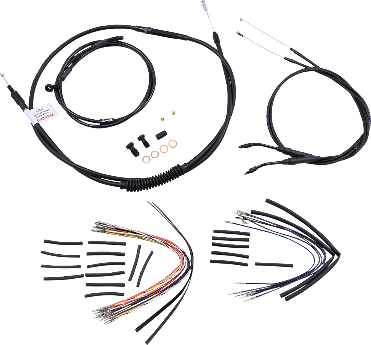Complete Black Vinyl Handlebar Cable/Line Kit For Ape Hangers - 14" - '06 FXD