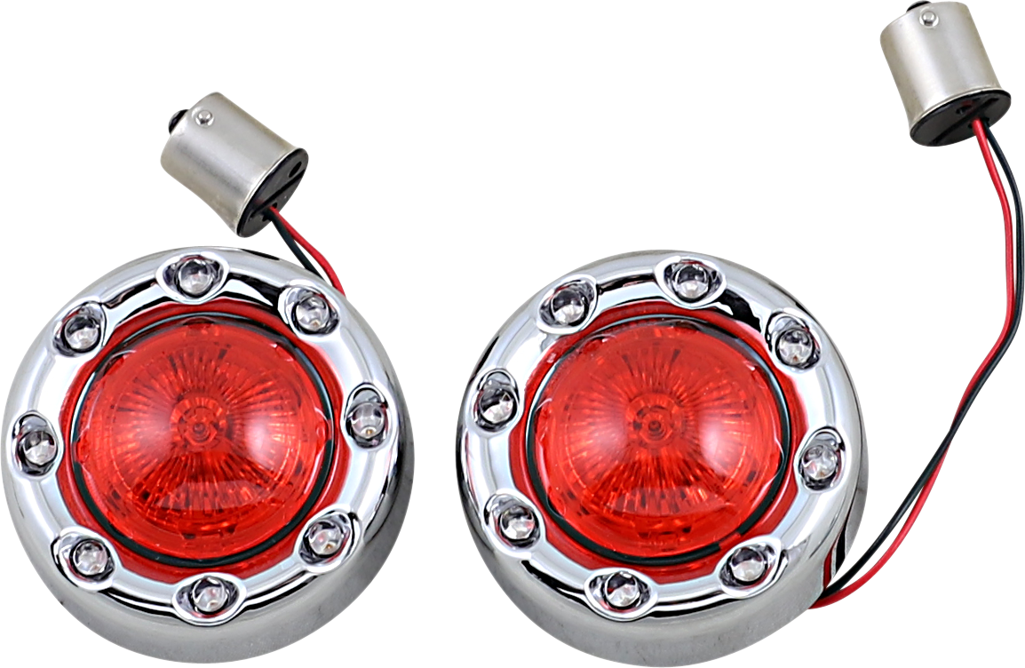 Bullet Turn Signal 1156 - Chrome - Red Lens