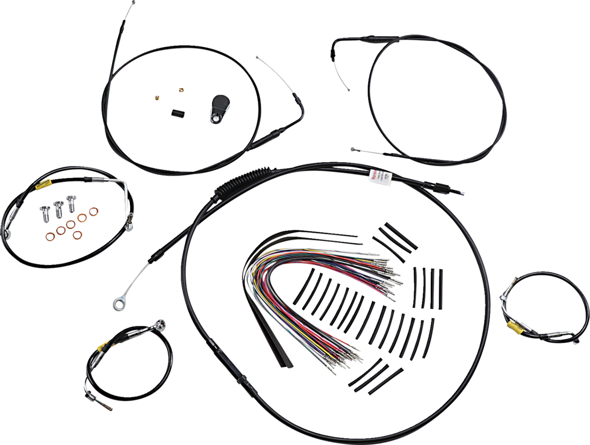 Control Kit For Early Touring Bikes With Bagger Bar Handlebars - 15" - Non-Cruise - Black