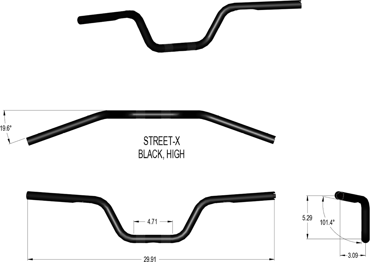Street-X Handlebars - High Bend - Black