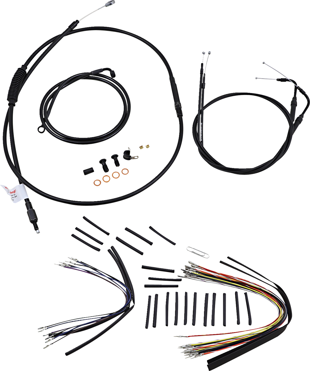 Complete Black Vinyl Handlebar Cable/Line Kit For Ape Hangers - 16" - '07-'10 FLST