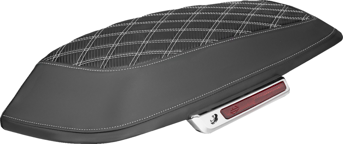Saddlebag Lid Covers - Lattice - Carbon Fiber - White Stitch - FLH/FLT '14-'24