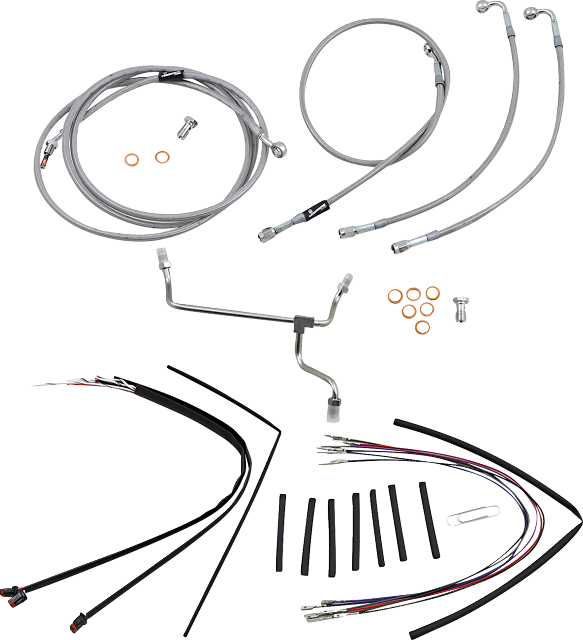Complete Stainless Braided Handlebar Cable/Brake Line Kit - 16" Ape Hangers - '15-'16 FLTRX