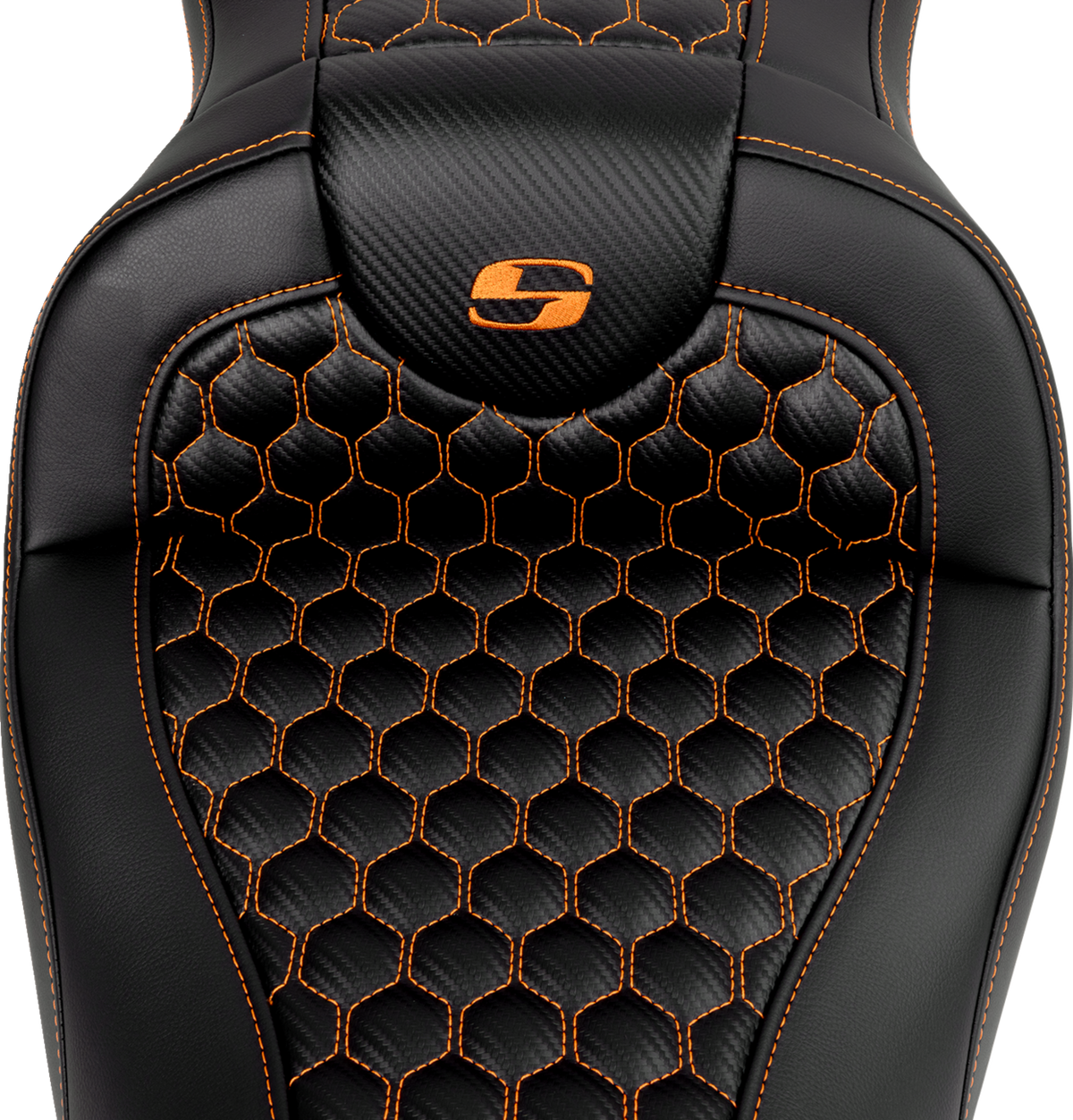 RoadSofa™ Seat - Honeycomb - Orange Stitch - Without Backrest - FLH/FLT '08-'23