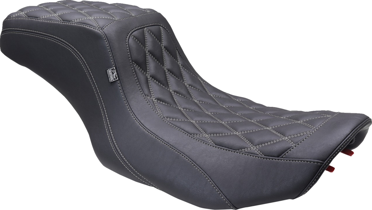One Piece 2-Up Squareback Seat - Double Diamond - Gunmetal Stitch - FLH/FLT '23-'25