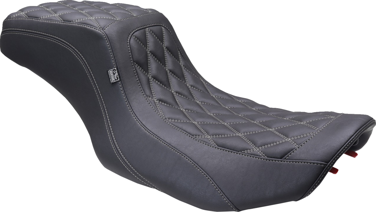 One Piece 2-Up Squareback Seat - Double Diamond - Gunmetal Stitch - FLH/FLT '23-'25