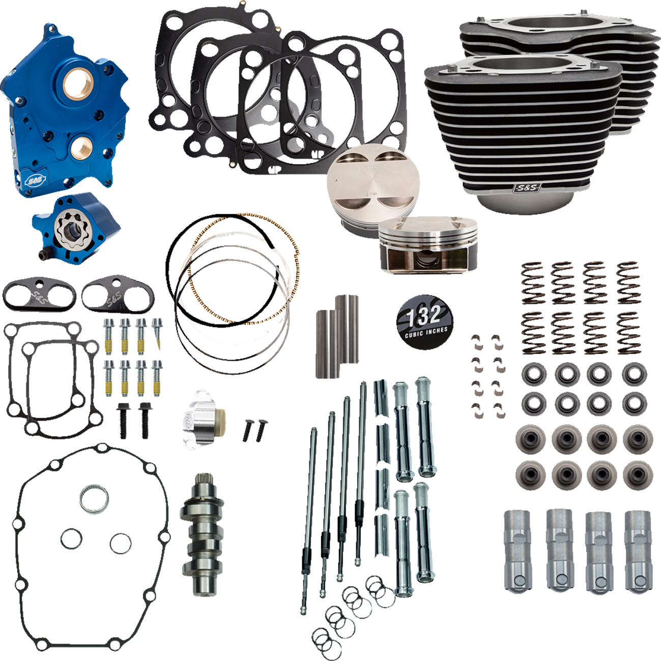 132" Power Package Engine Performance Kit - Chain Drive - Oil Cooled - Highlighted Fins - M8