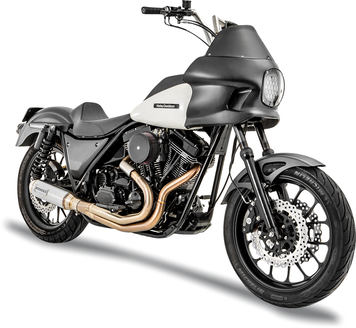 2-Into-1 Exhaust System With Super Bike 4" Muffler - Stainless Steel