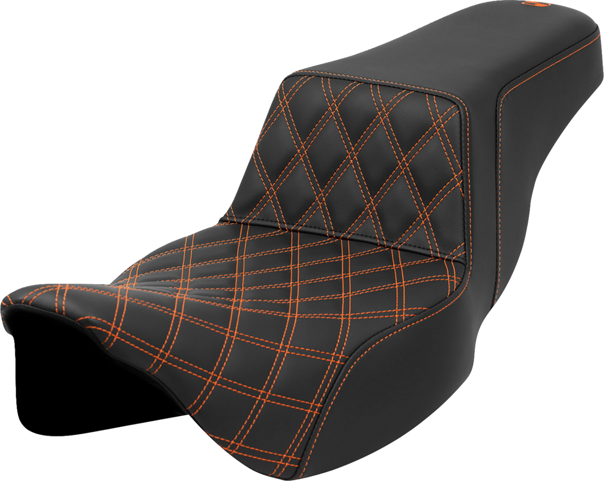 Step-Up Seat - Front Lattice Stitch - Orange Stitch - Extended Reach - FLH/FLT '08-'23
