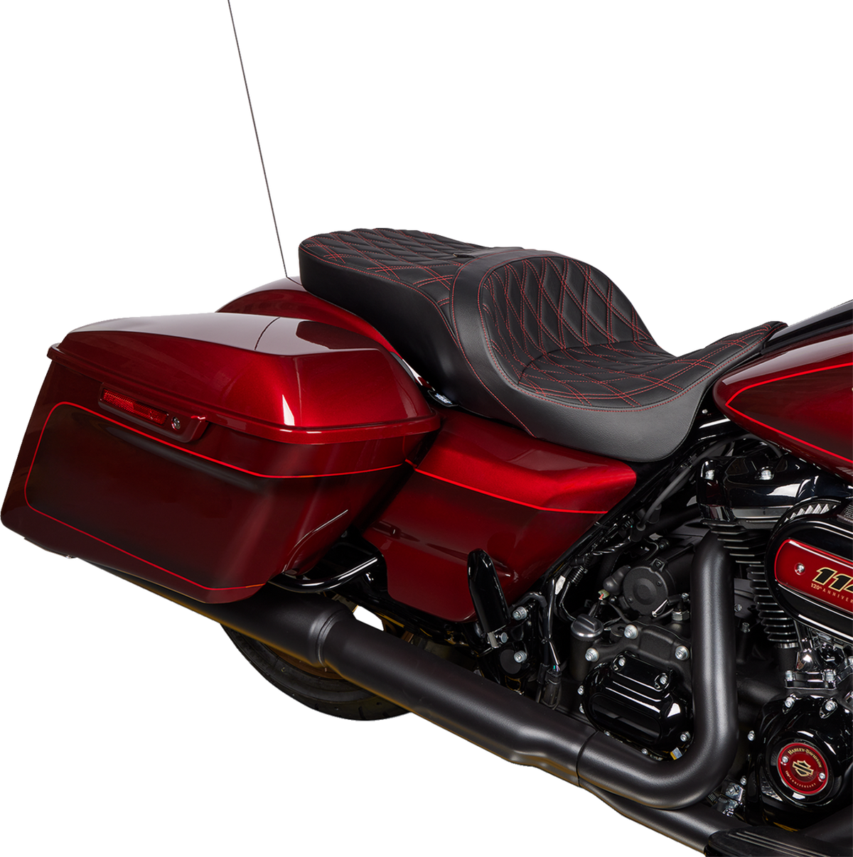 Freedom Seat - Vinyl - Double Diamond Red Stitch - FLH '09-'23