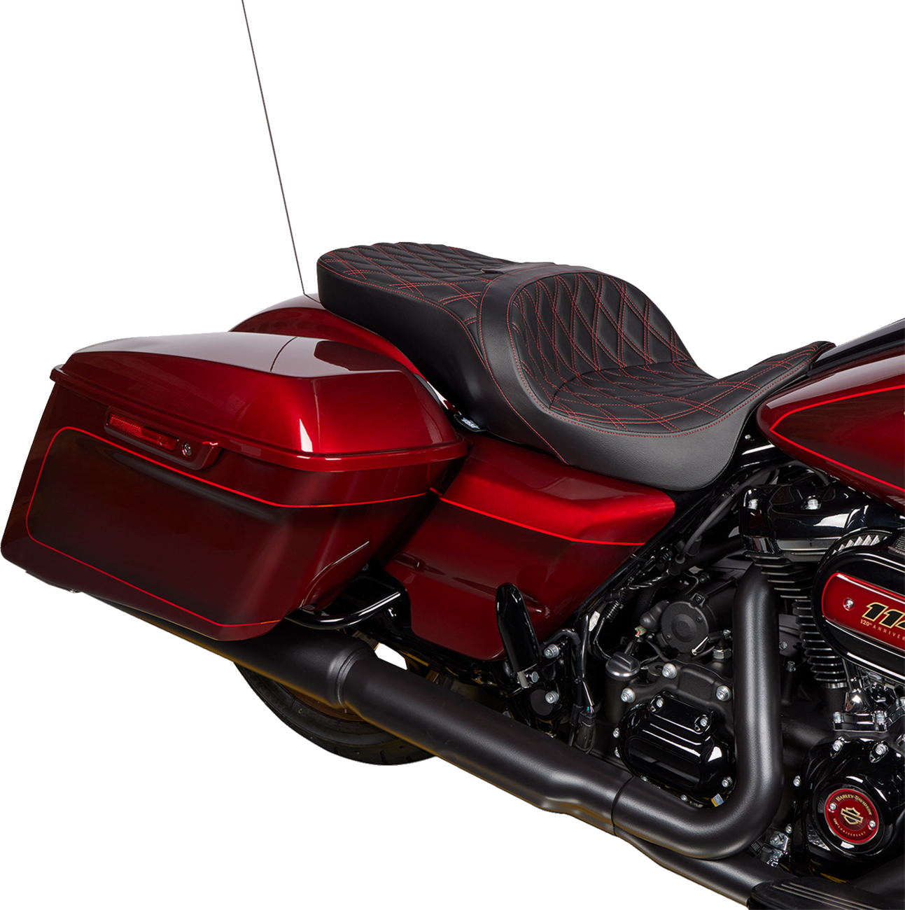 Freedom Seat - Vinyl - Double Diamond Red Stitch - FLH '09-'23