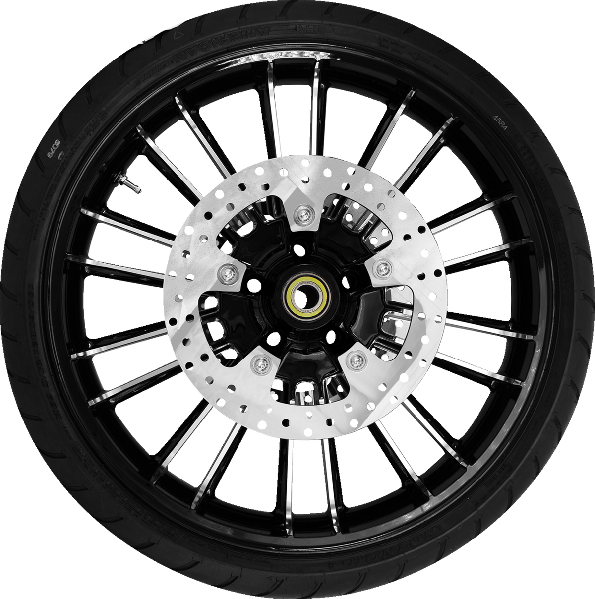 Atlantic Front Wheel - Black Cut (21") | Rotors (11.8") | Dunlop AE2 Tire (130/60b21)