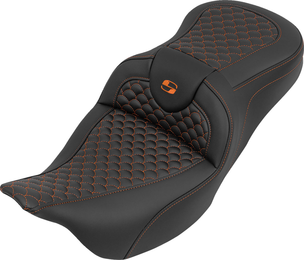 Roadsofa™ Seat - Without Backrest - Dragon Stitch - Orange Stitch - FLH/FLT '08-'25
