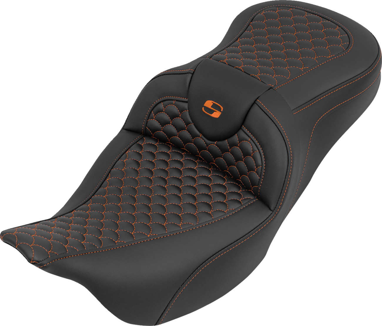 Roadsofa™ Seat - Without Backrest - Dragon Stitch - Orange Stitch - FLH/FLT '08-'25