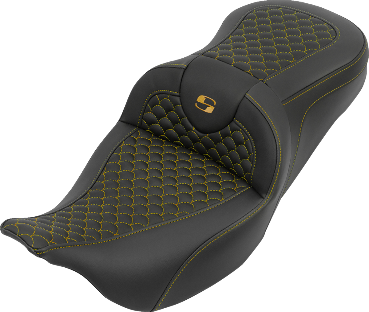 Roadsofa™ Seat - Without Backrest - Dragon Stitch - Gold Stitch - FLH/FLT '08-'25
