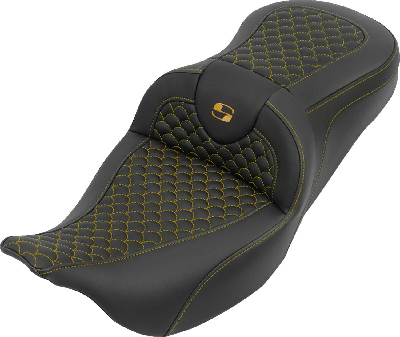 Roadsofa™ Seat - Without Backrest - Dragon Stitch - Gold Stitch - FLH/FLT '08-'25