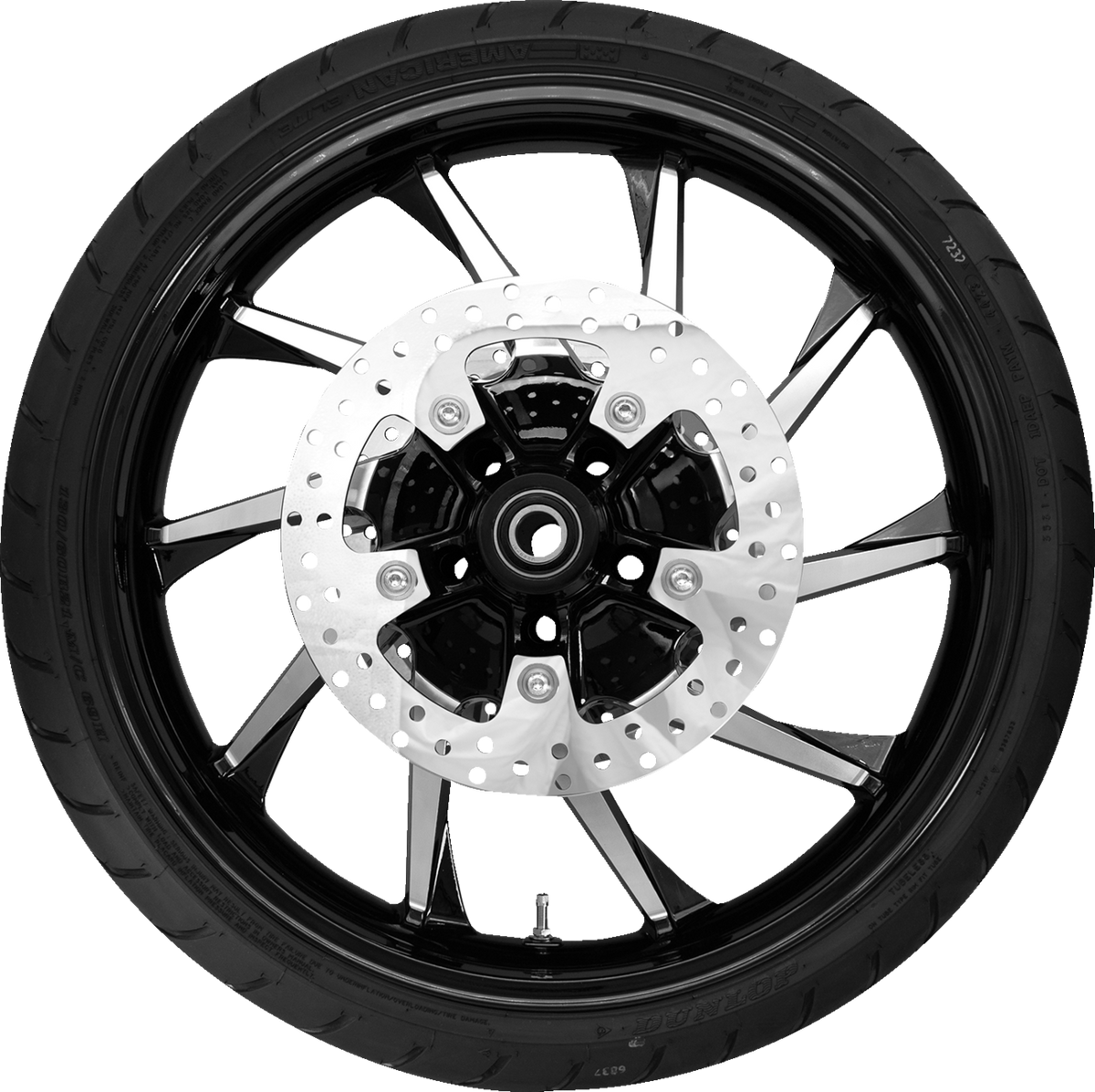 Hurricane Front Wheel - Black Cut (21") | Rotors (11.8") | Dunlop AE2 Tire (130/60b21)