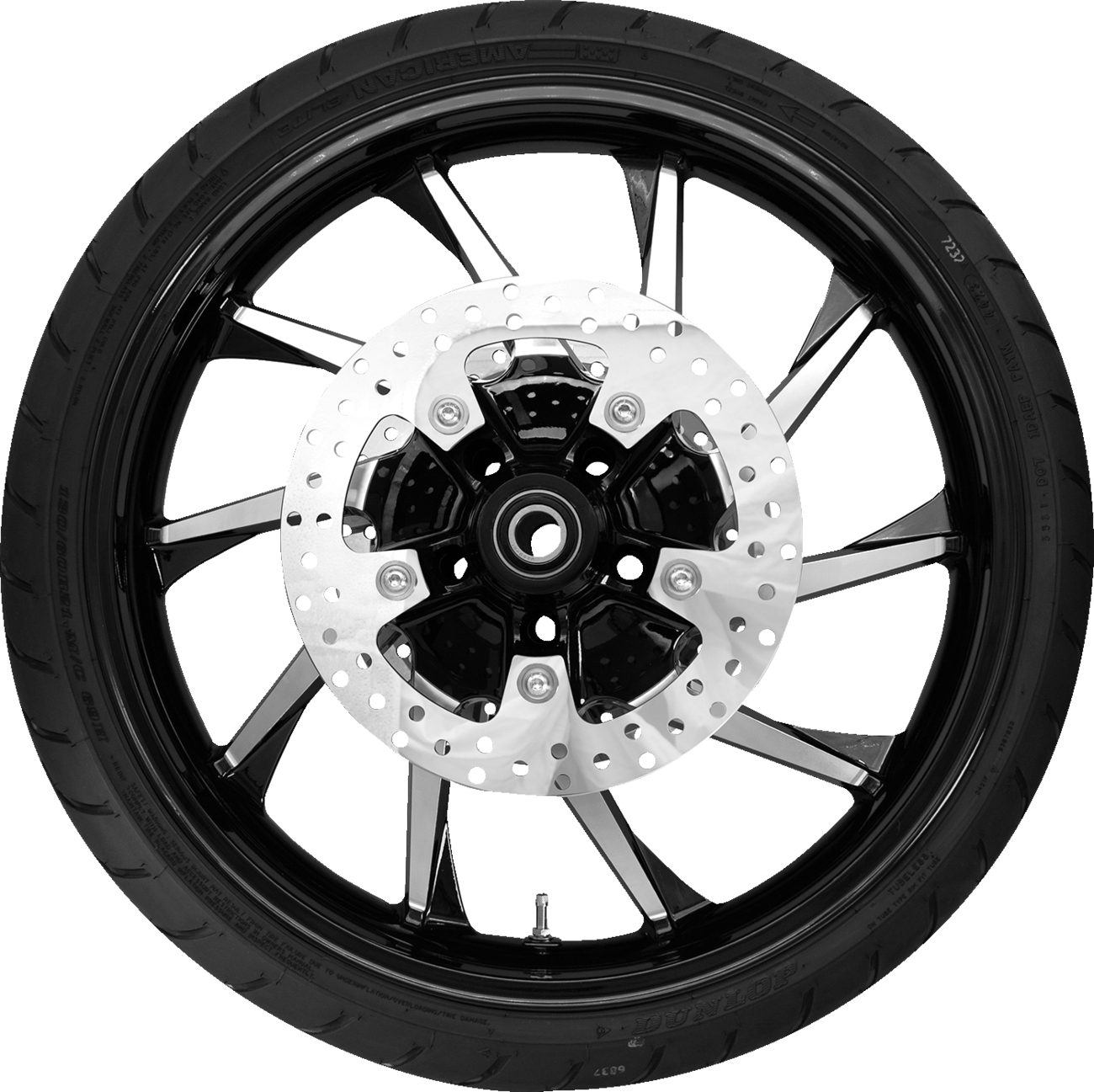 Hurricane Front Wheel - Black Cut (21") | Rotors (11.8") | Dunlop AE2 Tire (130/60b21)